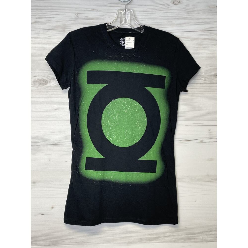 DC Comics Green Lantern Shirt Womens Large Black‎ Glitter Superhero Graphic Tee